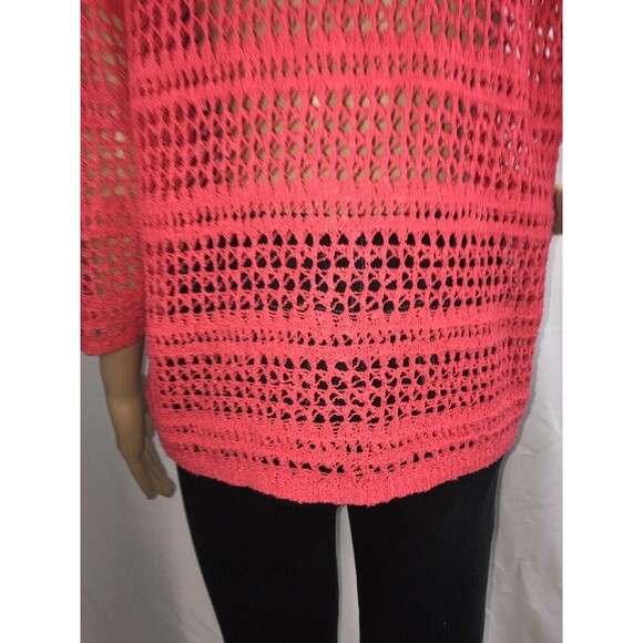 United States Sweaters Medium Coral Colored Open Knit Crochet Layering Sweater - Picture 10 of 12